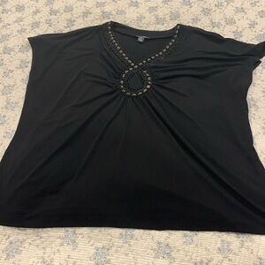 Designers Original Beaded neckline Top Woman’s 2X Like NEW Black Short sleeves